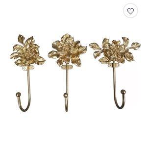 Wild Sage™ Floral Hooks in Gold (Set of 3)